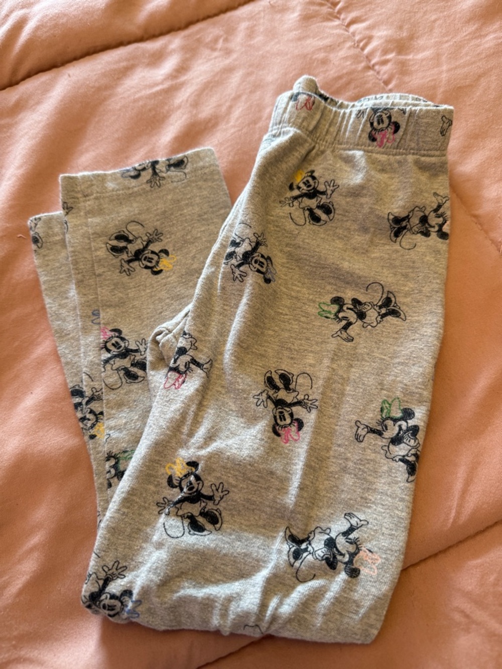 🖤 Disney Grey Mickey Mouse Print Kids Leggings with Colorful Accents Sz 4T NEW